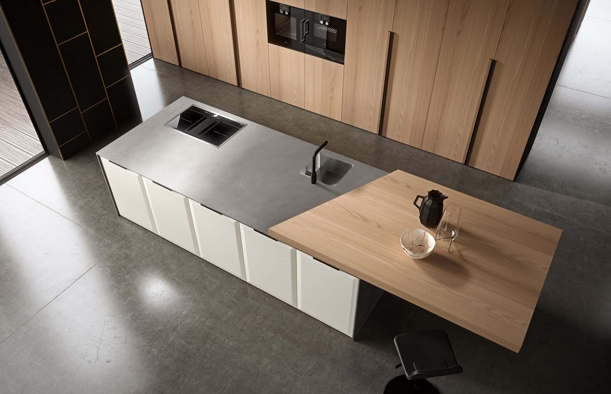 Modern kitchen with sleek design, minimalist cabinetry, and contemporary appliances.